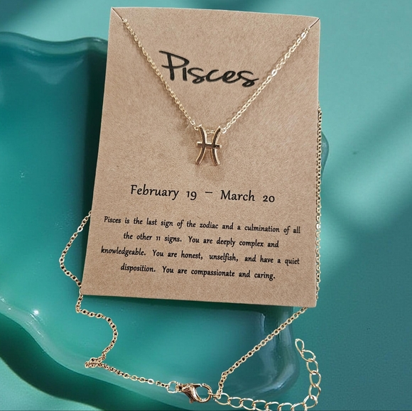 Pisces Zodiac Necklace Gold-Tone - Picture 1 of 2
